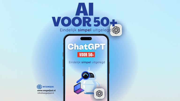 Illustratie van een smartphone met ChatGPT voor 50+ op het scherm.