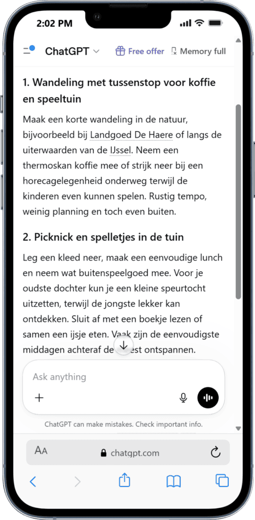 ChatGPT op je telefoon. iPhone.