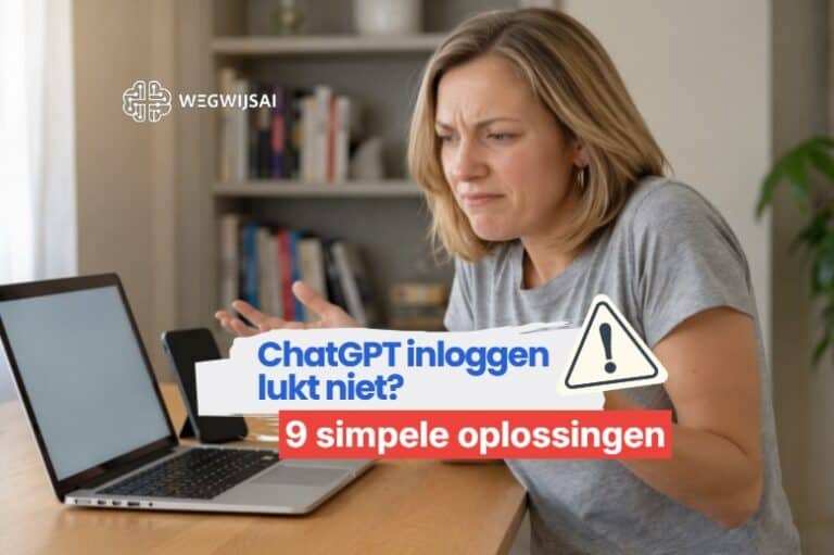 Vrouw probeert in te loggen op ChatGPT met foutmelding, hulp bij inlogproblemen.