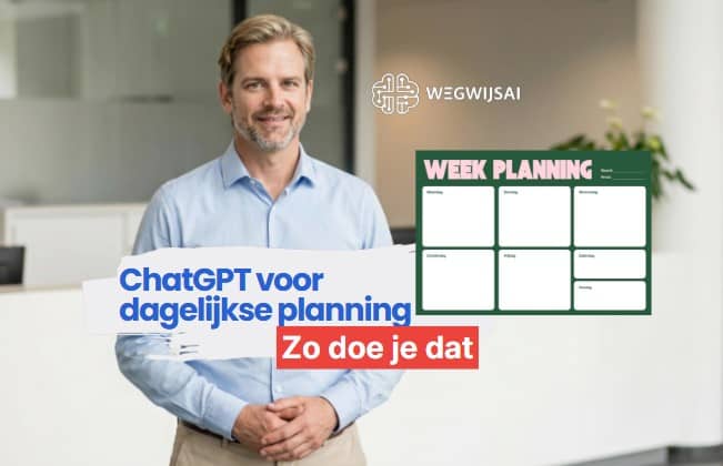 Man met planningbord en ChatGPT voor dagelijkse planning, efficiënt werken.