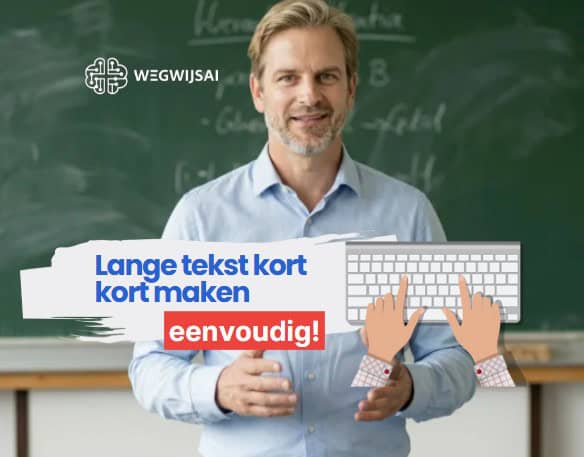 Man die snel lange teksten samenvat met ChatGPT, voor eenvoudige communicatie.