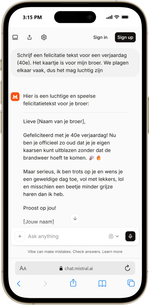 Kaartje schrijven met ChatGPT AI-gestuurde digitale begeleiding voor optimale ondersteuning.