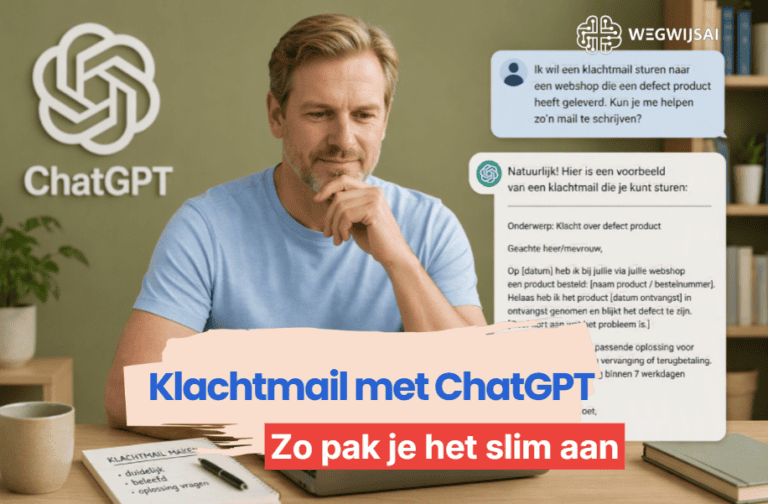 Maarten schrijft een klachtmail met ChatGPT op haar telefoon