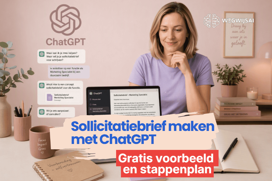 Sollicitatiebrief maken met ChatGPT met voorbeeldprompt op laptop