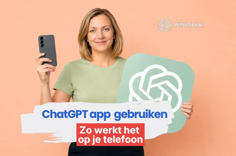 Beginner gebruikt de ChatGPT app op een telefoon