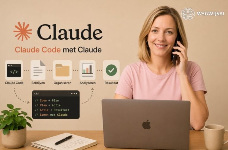 Sanne bekijkt Claude Skills op een laptop met documenten en werkprocessen