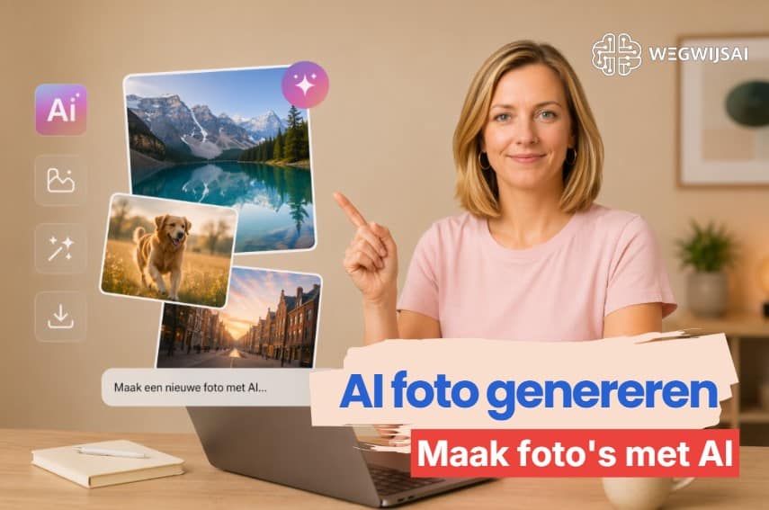 AI foto genereren met laptop en rustige AI-afbeelding voor beginners
