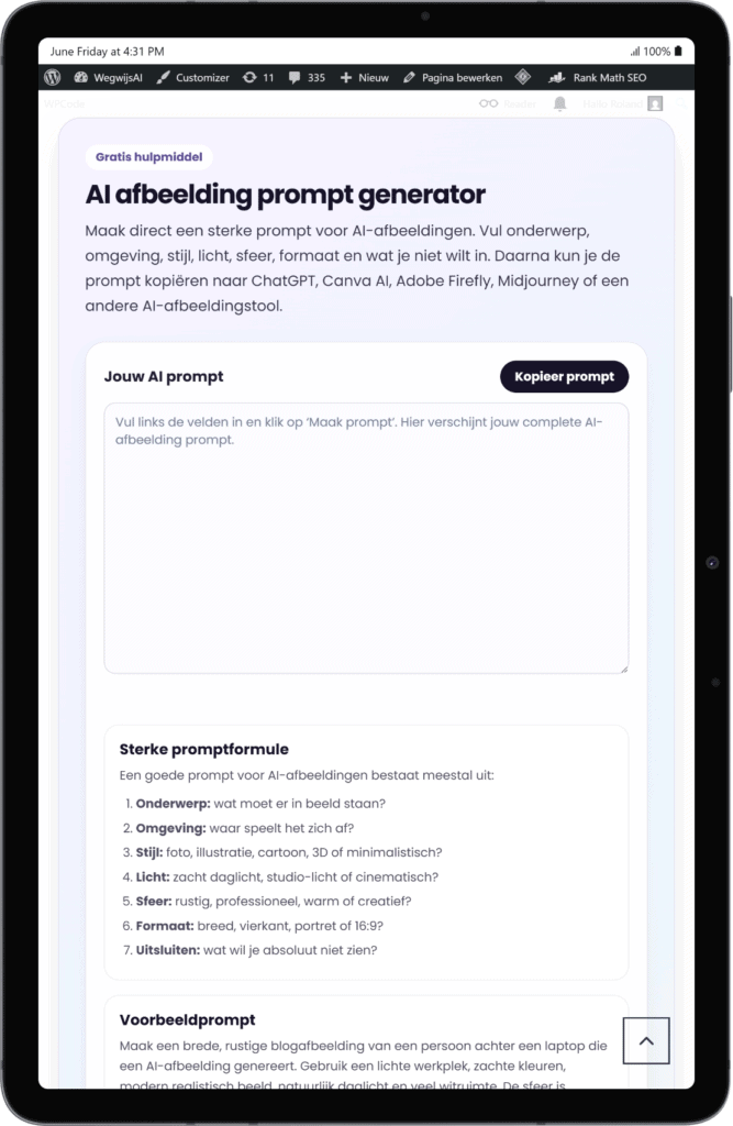 ai prompt wegwijsai tool
