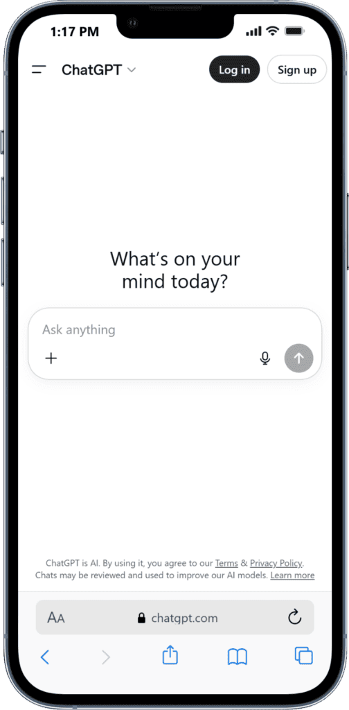 WegwijsAI logo op smartphone, AI-gestuurde begeleiding en ondersteuning.