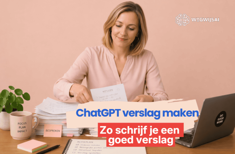 ChatGPT verslag maken voor werk met notities en actiepunten op laptop