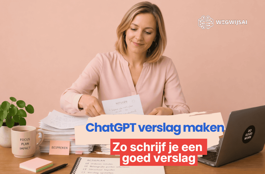 ChatGPT verslag maken voor werk met notities en actiepunten op laptop