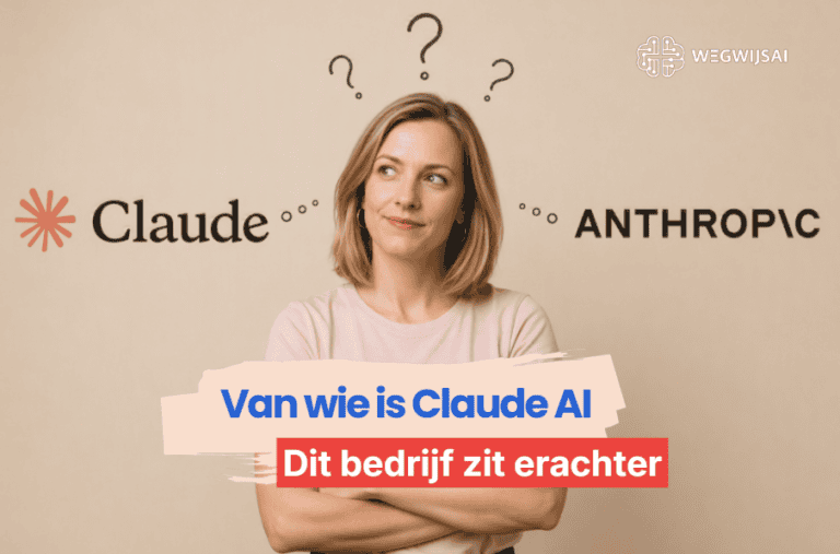 van wie is Claude AI uitleg met Anthropic logo en beginner die AI-tool onderzoekt