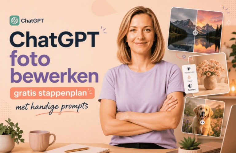 Sanne bij een hero-afbeelding over ChatGPT foto bewerken met gratis stappenplan en handige prompts