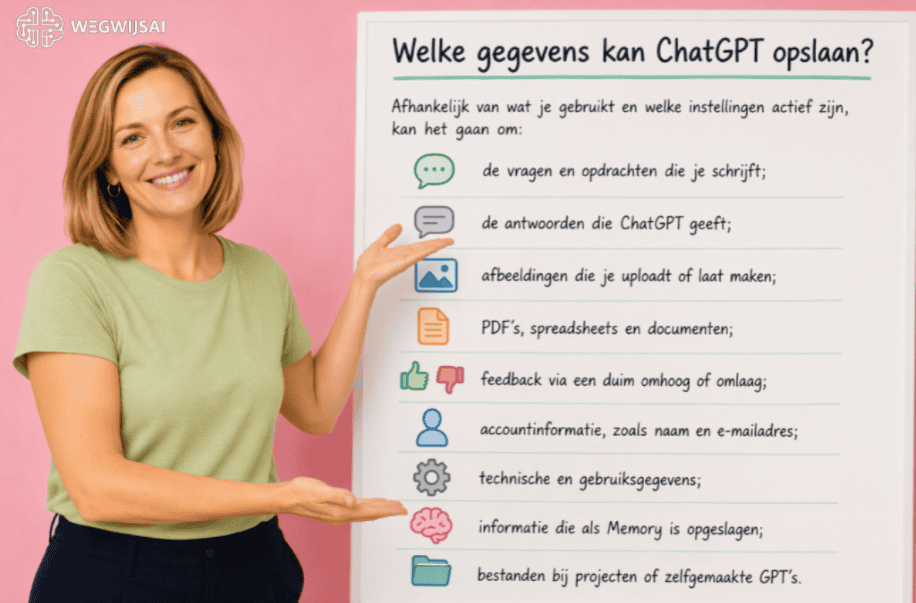Uitleg over ChatGPT opslag en gegevensbeveiliging door WegwijsAI.