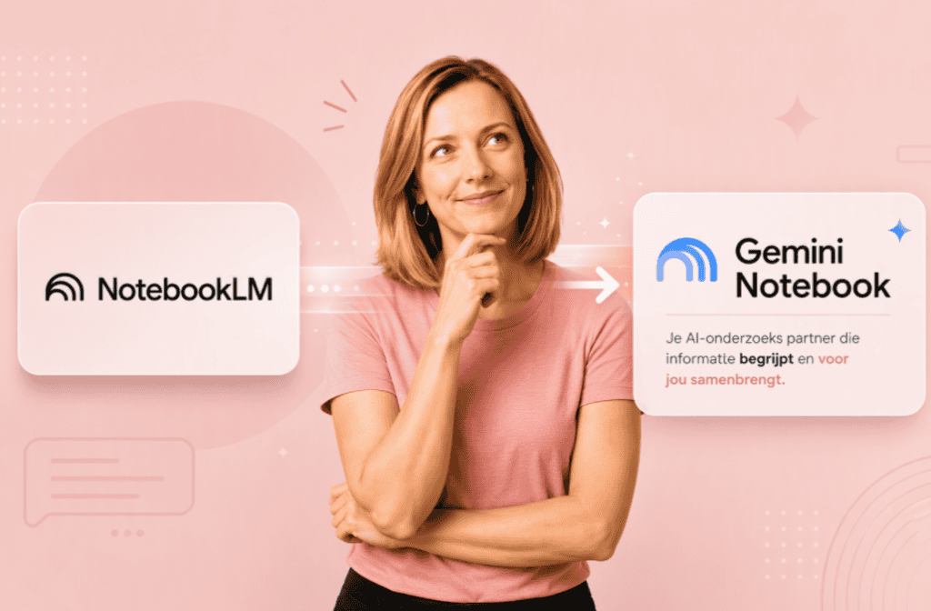 Illustratie van Gemini Notebook en NotebookLM voor AI-bronnen.