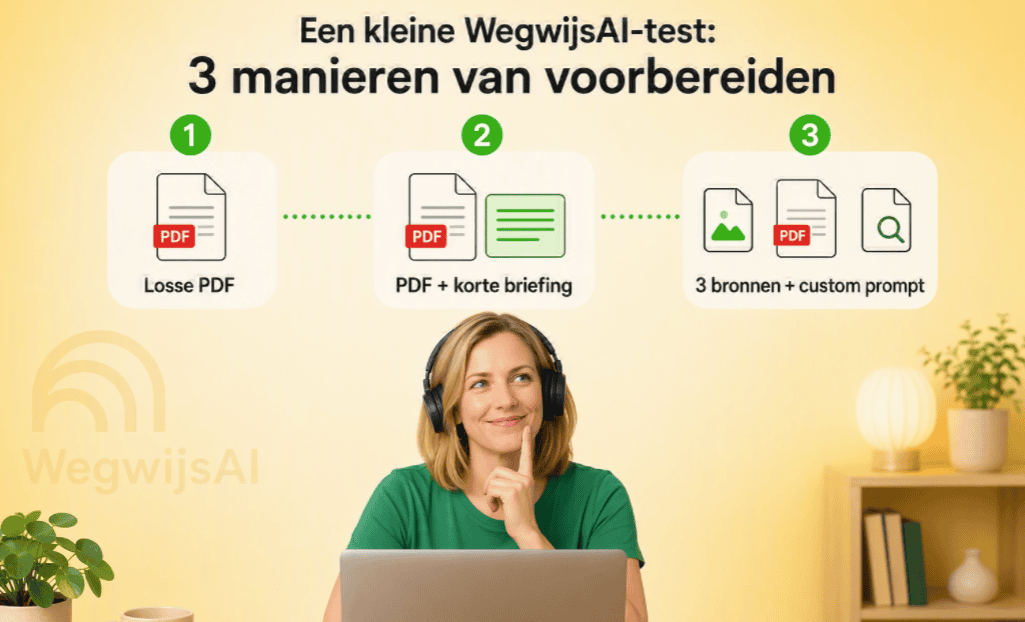 WegwijsAI-test met PDF, briefing en bronnen voor voorbereiding.