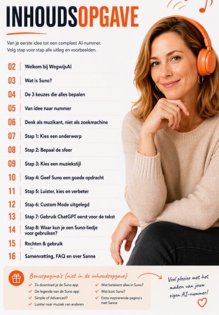 Voorbeeldpagina Inhoudsopgave uit het Suno e-book