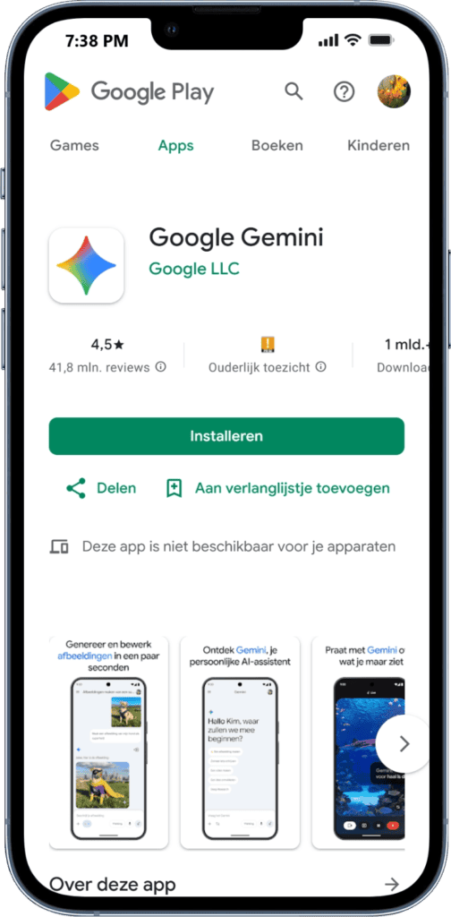 Screenshot Google Andoid playstore Google Gemini