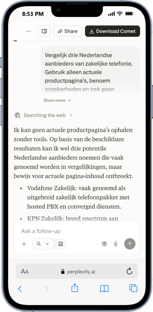 Antwoord van Perplexity