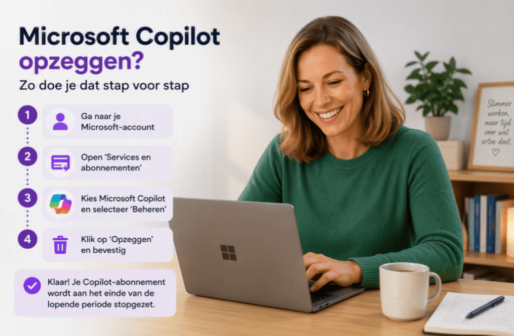Copilot opzeggen. Stapsgewijze gids voor het opzeggen van Microsoft Copilot.