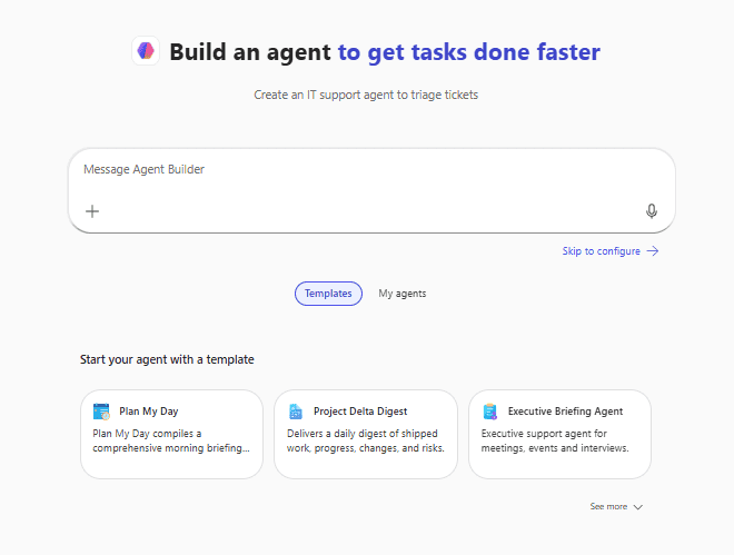 New agent Copilot agents