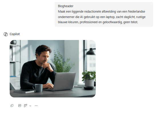 Voorbeeld prompt en het resultaat met Copilot