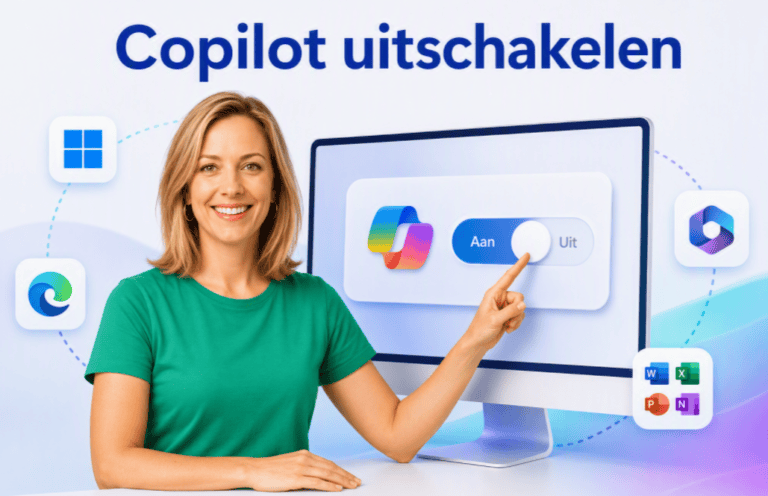 Copilot uitschakelen Sanne schakelt Microsoft Copilot uit op een computerscherm.
