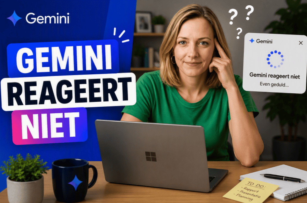 Gemini reageert niet op laptop terwijl gebruiker wacht op antwoord en zoekt naar een oplossing voor een storing in Google Gemini.