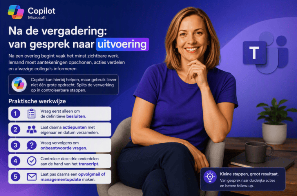 Sanne geeft tips voor Copilot Teams gebruik voor na de vergadering