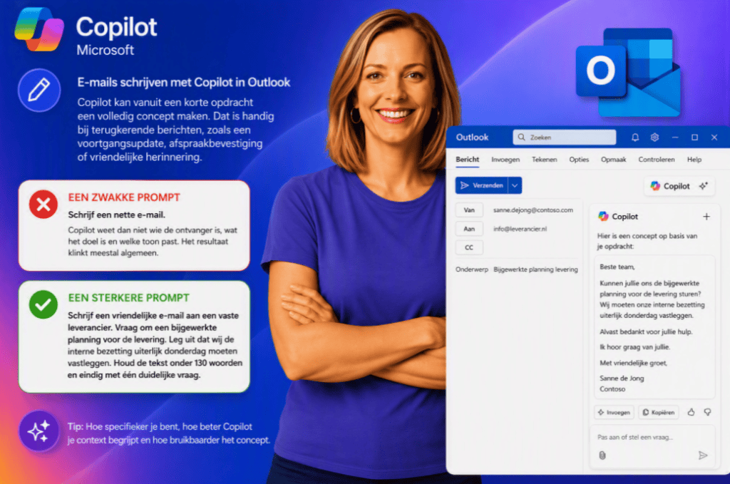 Emails schrijven met copilot in Outlook