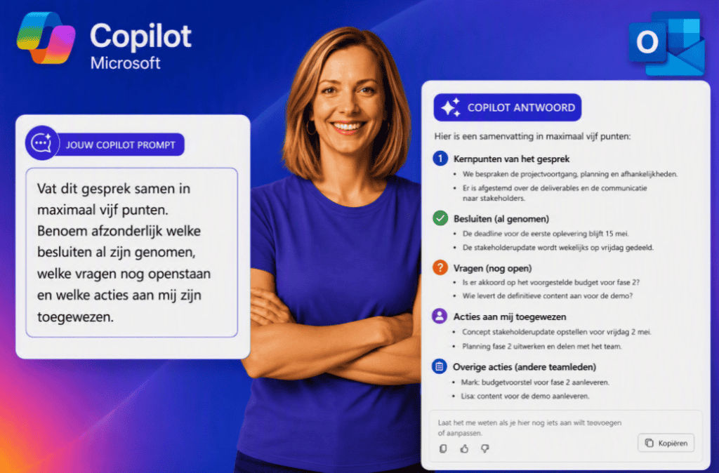 Sanne laat zien hoe je copilot samenvat outlook
