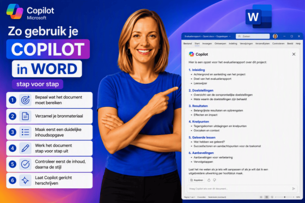Zo gebruik je Copilot in Word stap voor sta