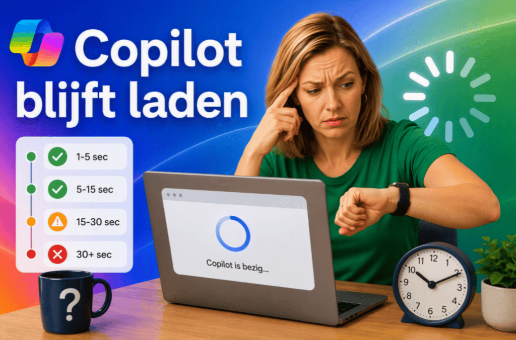 Sanne wacht op laptop omdat copilot blijft laden